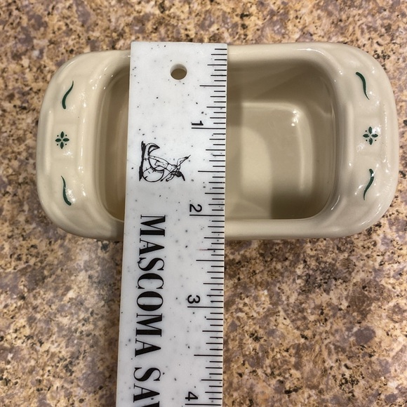 Longaberger Mini Pottery Sweetener Sugar Packet Holder Ivory and Green Vintage - Picture 7 of 17